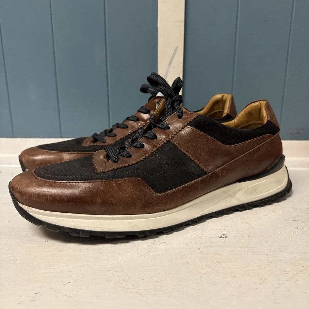 Charles Tyrwhitt Mens Trainers Chestnut Brown Leather And Sand‎ Suede Size 11 US